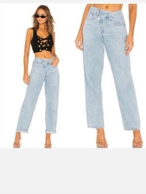 Agolde Cross Over Baggy Light Wash Denim Jeans!! Love These Just Need A Small.